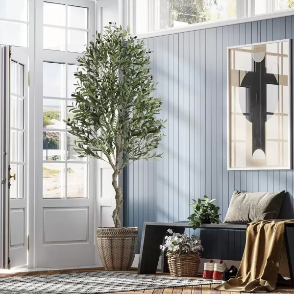 VIAGDO Artificial Olive Tree 6ft Tall Fake Potted Olive Silk Tree with Planter Large Faux Olive Branches and Fruits Artificial Tree for Home Office Living Room Decor Indoor 1176 Leaves1