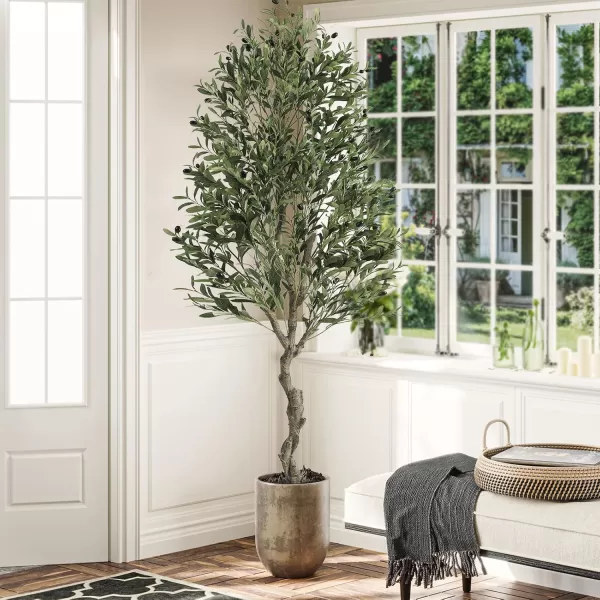 VIAGDO Artificial Olive Tree 6ft Tall Fake Potted Olive Silk Tree with Planter Large Faux Olive Branches and Fruits Artificial Tree for Home Office Living Room Decor Indoor 1176 Leaves1