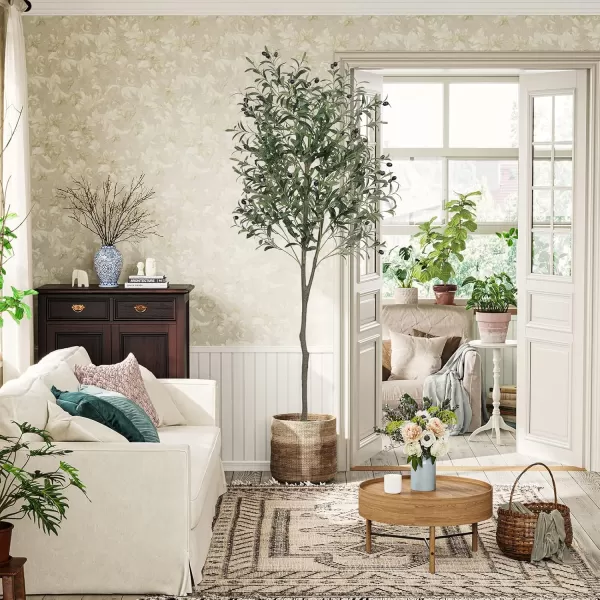 VIAGDO Artificial Olive Tree 6ft Tall Fake Potted Olive Silk Tree with Planter Large Faux Olive Branches and Fruits Artificial Tree for Home Office Living Room Decor Indoor 1176 Leaves1
