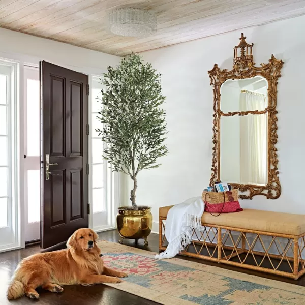 VIAGDO Artificial Olive Tree 6ft Tall Fake Potted Olive Silk Tree with Planter Large Faux Olive Branches and Fruits Artificial Tree for Home Office Living Room Decor Indoor 1176 Leaves1