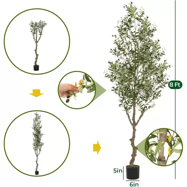 VIAGDO Artificial Olive Tree 6ft Tall Fake Potted Olive Silk Tree with Planter Large Faux Olive Branches and Fruits Artificial Tree for Home Office Living Room Decor Indoor 1176 Leaves1