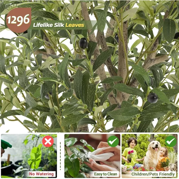 VIAGDO Artificial Olive Tree 6ft Tall Fake Potted Olive Silk Tree with Planter Large Faux Olive Branches and Fruits Artificial Tree for Home Office Living Room Decor Indoor 1176 Leaves1