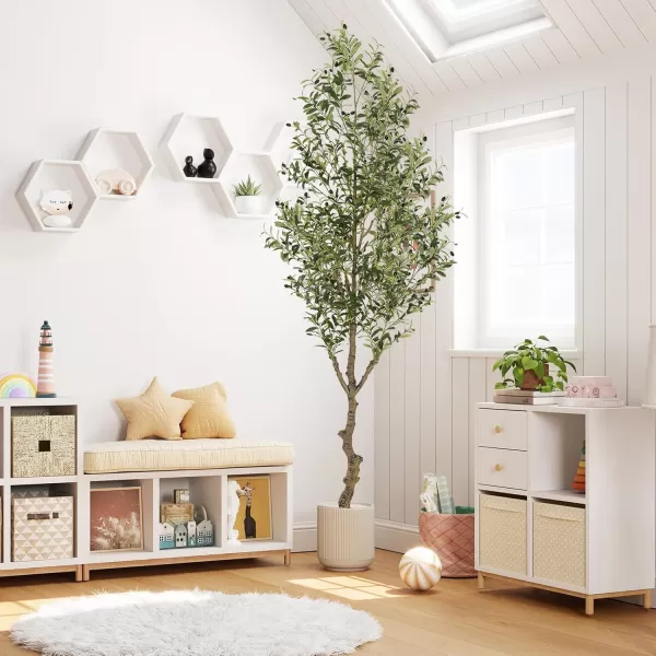 VIAGDO Artificial Olive Tree 6ft Tall Fake Potted Olive Silk Tree with Planter Large Faux Olive Branches and Fruits Artificial Tree for Home Office Living Room Decor Indoor 1176 Leaves1