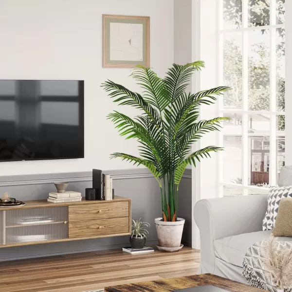 VIAGDO Artificial Palm Tree 7ft Tall Fake Palm Tree Decor with 22 Detachable Trunks Faux Tropical Palm Silk Plant Feaux Dypsis Lutescens Plants in Pot for Home Office Living Room Floor Decor Indoor1