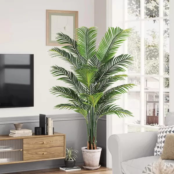 VIAGDO Artificial Palm Tree 7ft Tall Fake Palm Tree Decor with 22 Detachable Trunks Faux Tropical Palm Silk Plant Feaux Dypsis Lutescens Plants in Pot for Home Office Living Room Floor Decor Indoor1