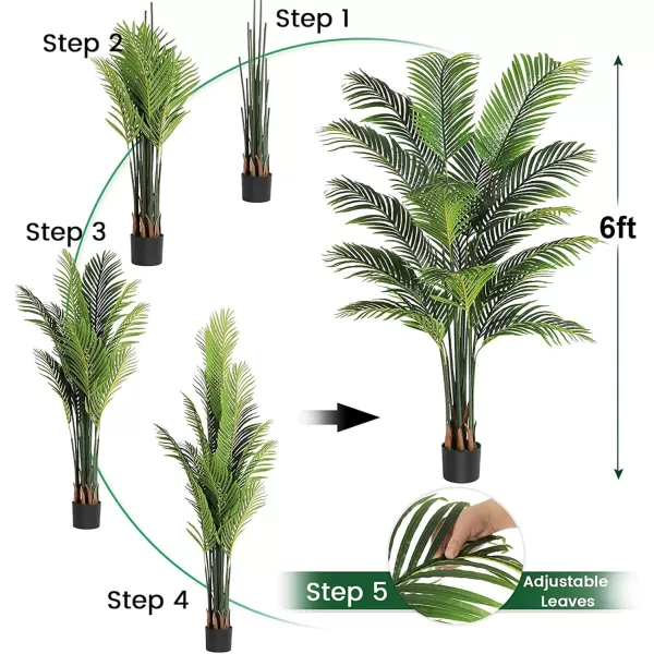 VIAGDO Artificial Palm Tree 7ft Tall Fake Palm Tree Decor with 22 Detachable Trunks Faux Tropical Palm Silk Plant Feaux Dypsis Lutescens Plants in Pot for Home Office Living Room Floor Decor Indoor1