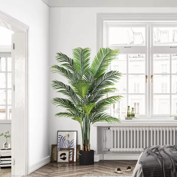VIAGDO Artificial Palm Tree 7ft Tall Fake Palm Tree Decor with 22 Detachable Trunks Faux Tropical Palm Silk Plant Feaux Dypsis Lutescens Plants in Pot for Home Office Living Room Floor Decor Indoor1