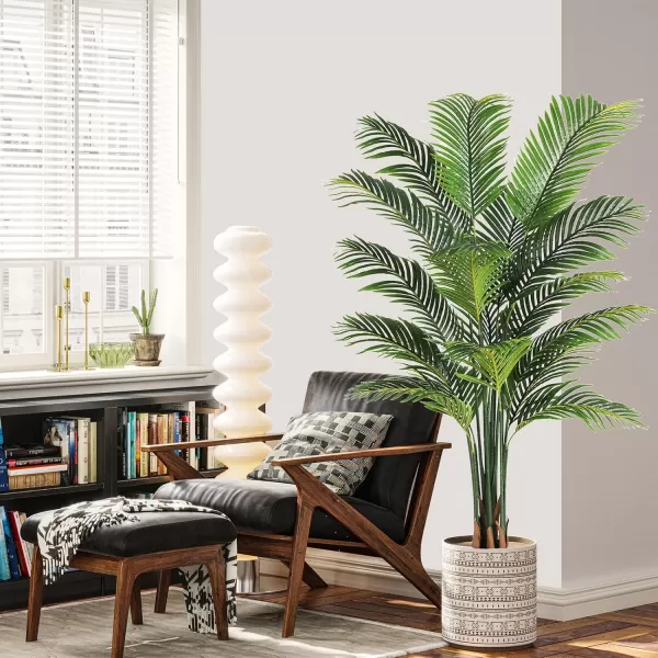 VIAGDO Artificial Palm Tree 7ft Tall Fake Palm Tree Decor with 22 Detachable Trunks Faux Tropical Palm Silk Plant Feaux Dypsis Lutescens Plants in Pot for Home Office Living Room Floor Decor Indoor1