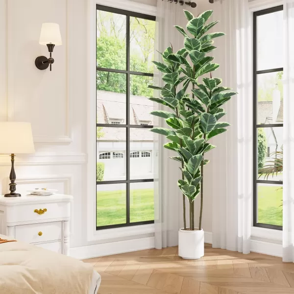VIAGDO Artificial Rubber Tree Plant 5ft Tall Faux Rubber Plant with Pot Faux Plants Indoor Artificial House Floor Plants Outdoor Fake Rubber Trees for Living Room Office Decor Housewarming Gift7 FT