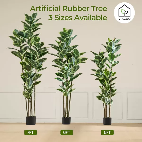 VIAGDO Artificial Rubber Tree Plant 5ft Tall Faux Rubber Plant with Pot Faux Plants Indoor Artificial House Floor Plants Outdoor Fake Rubber Trees for Living Room Office Decor Housewarming Gift6 FT