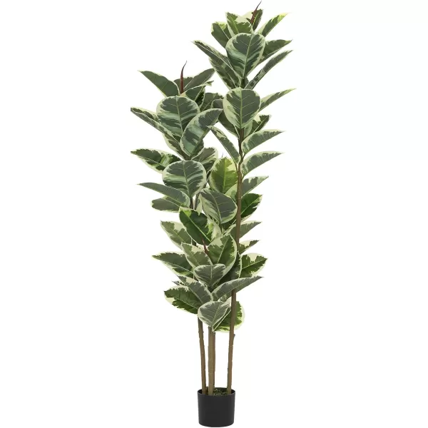 VIAGDO Artificial Rubber Tree Plant 5ft Tall Faux Rubber Plant with Pot Faux Plants Indoor Artificial House Floor Plants Outdoor Fake Rubber Trees for Living Room Office Decor Housewarming Gift5 FT