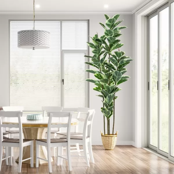 VIAGDO Artificial Rubber Tree Plant 5ft Tall Faux Rubber Plant with Pot Faux Plants Indoor Artificial House Floor Plants Outdoor Fake Rubber Trees for Living Room Office Decor Housewarming Gift7 FT