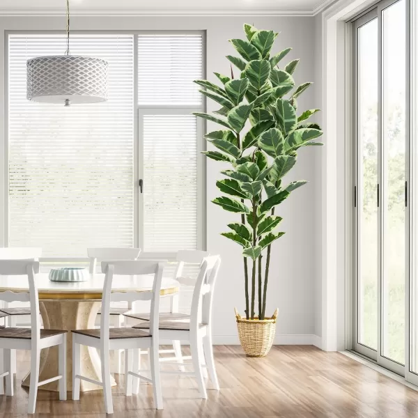 VIAGDO Artificial Rubber Tree Plant 5ft Tall Faux Rubber Plant with Pot Faux Plants Indoor Artificial House Floor Plants Outdoor Fake Rubber Trees for Living Room Office Decor Housewarming Gift6 FT