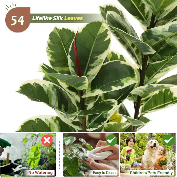 VIAGDO Artificial Rubber Tree Plant 5ft Tall Faux Rubber Plant with Pot Faux Plants Indoor Artificial House Floor Plants Outdoor Fake Rubber Trees for Living Room Office Decor Housewarming Gift5 FT