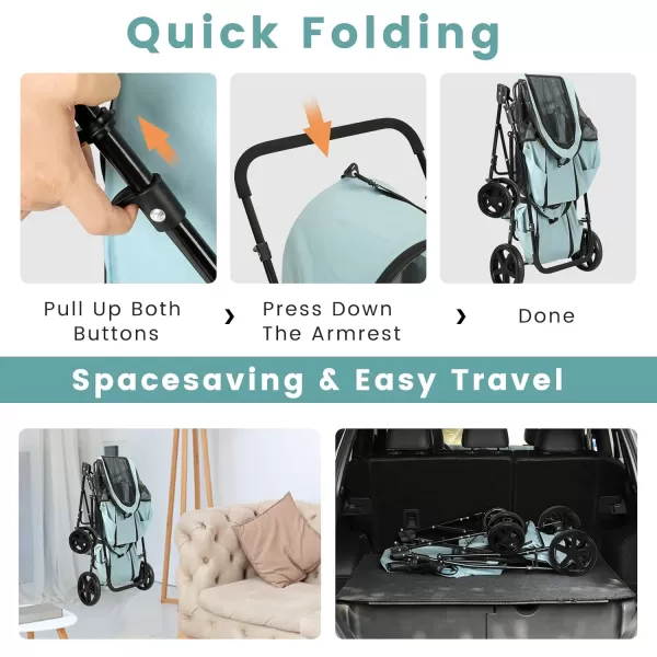 VIAGDO Dog Strollers for Small Medium Dogs Double Cat Strollers for 2 Cats 4in1 Small Doggy Pet Stroller 2 Detachable Carriers 4 Lockable Wheels Pet Travel Cart Folding Trolley Navy BlueLight Blue