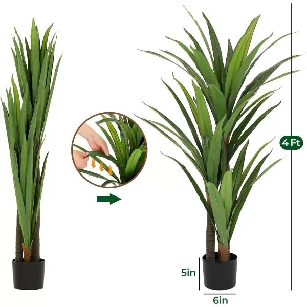 VIAGDO Dracaena Artificial Plant 4ft Tall Faux Dracaena Plant with Pot Faux Plants Indoor Artificial House Floor Plants Outdoor Fake Dracaena Trees for Living Room Office Decor Housewarming Gift4 FT