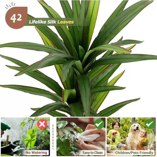 VIAGDO Dracaena Artificial Plant 4ft Tall Faux Dracaena Plant with Pot Faux Plants Indoor Artificial House Floor Plants Outdoor Fake Dracaena Trees for Living Room Office Decor Housewarming Gift4 FT