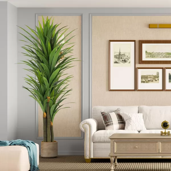 VIAGDO Dracaena Artificial Plant 4ft Tall Faux Dracaena Plant with Pot Faux Plants Indoor Artificial House Floor Plants Outdoor Fake Dracaena Trees for Living Room Office Decor Housewarming Gift7 FT