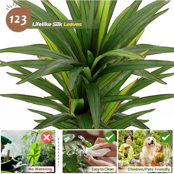 VIAGDO Dracaena Artificial Plant 4ft Tall Faux Dracaena Plant with Pot Faux Plants Indoor Artificial House Floor Plants Outdoor Fake Dracaena Trees for Living Room Office Decor Housewarming Gift7 FT