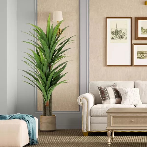 VIAGDO Dracaena Artificial Plant 4ft Tall Faux Dracaena Plant with Pot Faux Plants Indoor Artificial House Floor Plants Outdoor Fake Dracaena Trees for Living Room Office Decor Housewarming Gift5 FT