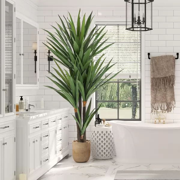 VIAGDO Dracaena Artificial Plant 4ft Tall Faux Dracaena Plant with Pot Faux Plants Indoor Artificial House Floor Plants Outdoor Fake Dracaena Trees for Living Room Office Decor Housewarming Gift6 FT