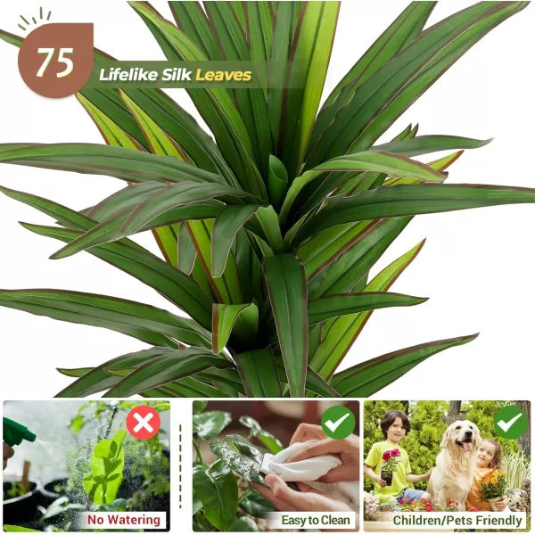 VIAGDO Dracaena Artificial Plant 4ft Tall Faux Dracaena Plant with Pot Faux Plants Indoor Artificial House Floor Plants Outdoor Fake Dracaena Trees for Living Room Office Decor Housewarming Gift5 FT