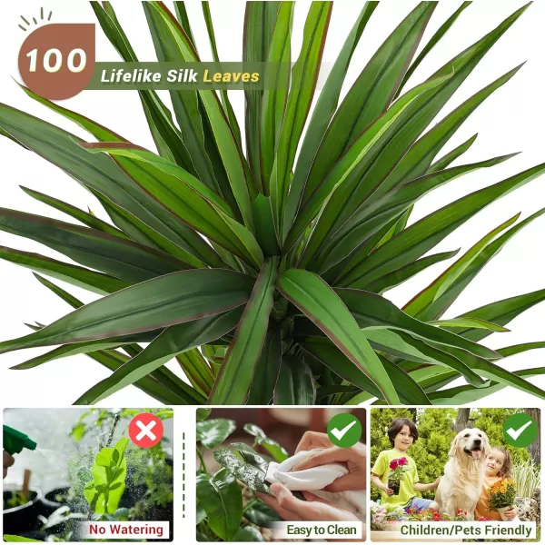 VIAGDO Dracaena Artificial Plant 4ft Tall Faux Dracaena Plant with Pot Faux Plants Indoor Artificial House Floor Plants Outdoor Fake Dracaena Trees for Living Room Office Decor Housewarming Gift6 FT