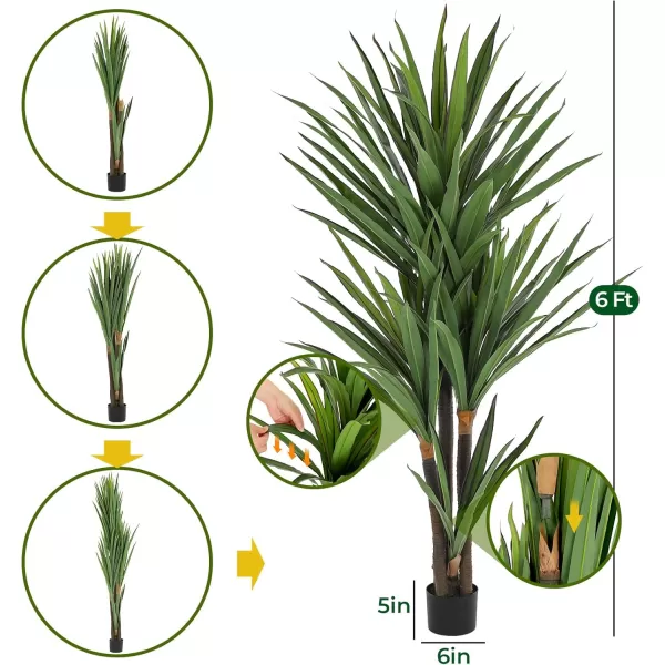 VIAGDO Dracaena Artificial Plant 4ft Tall Faux Dracaena Plant with Pot Faux Plants Indoor Artificial House Floor Plants Outdoor Fake Dracaena Trees for Living Room Office Decor Housewarming Gift6 FT