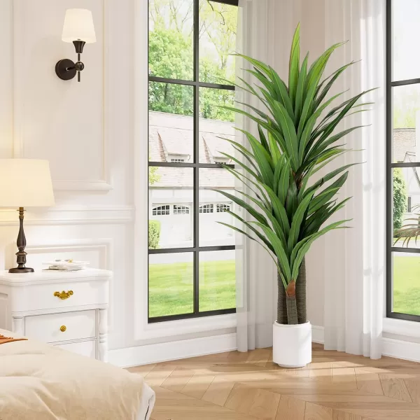 VIAGDO Dracaena Artificial Plant 4ft Tall Faux Dracaena Plant with Pot Faux Plants Indoor Artificial House Floor Plants Outdoor Fake Dracaena Trees for Living Room Office Decor Housewarming Gift5 FT