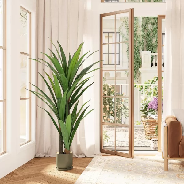 VIAGDO Dracaena Artificial Plant 4ft Tall Faux Dracaena Plant with Pot Faux Plants Indoor Artificial House Floor Plants Outdoor Fake Dracaena Trees for Living Room Office Decor Housewarming Gift4 FT