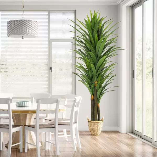 VIAGDO Dracaena Artificial Plant 4ft Tall Faux Dracaena Plant with Pot Faux Plants Indoor Artificial House Floor Plants Outdoor Fake Dracaena Trees for Living Room Office Decor Housewarming Gift7 FT