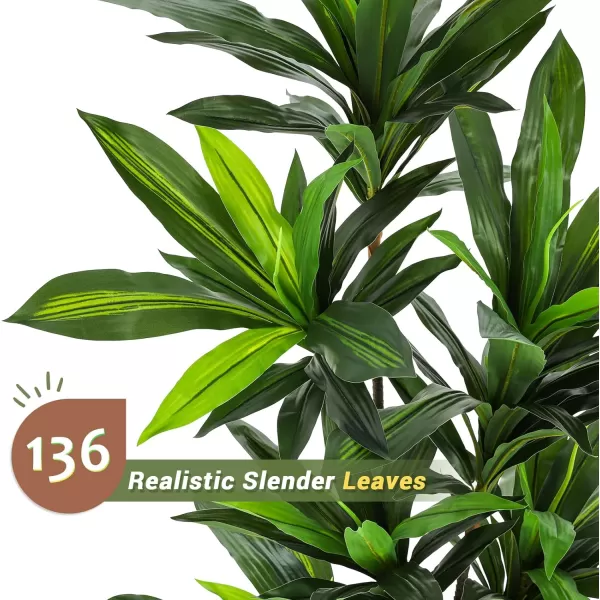 VIAGDO Dracaena Silk Plant Artificial 5ft Faux House Plants Evergreen Dracaena Marginata Fake Yucca Palm Trees in Pot Realistic Dragon Tree for Living Room Home Office Decor Indoor OutdoorGreen