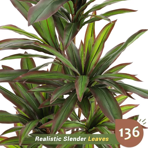VIAGDO Dracaena Silk Plant Artificial 5ft Faux House Plants Evergreen Dracaena Marginata Fake Yucca Palm Trees in Pot Realistic Dragon Tree for Living Room Home Office Decor Indoor OutdoorRed