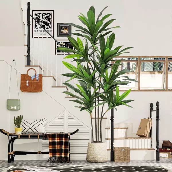 VIAGDO Dracaena Silk Plant Artificial 5ft Faux House Plants Evergreen Dracaena Marginata Fake Yucca Palm Trees in Pot Realistic Dragon Tree for Living Room Home Office Decor Indoor OutdoorGreen