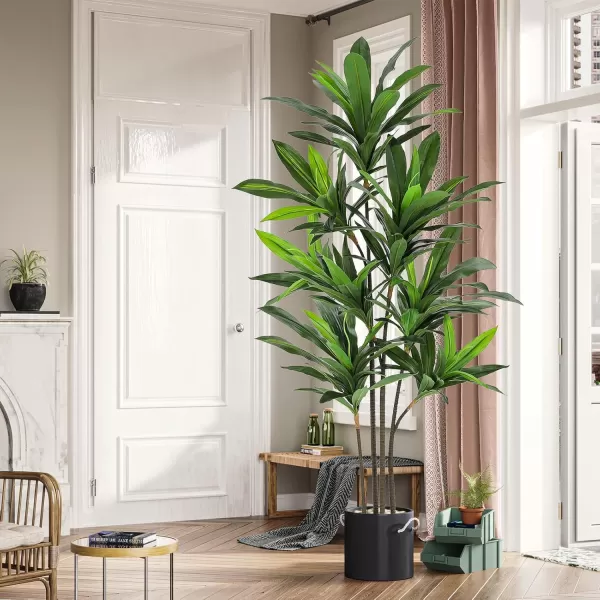 VIAGDO Dracaena Silk Plant Artificial 5ft Faux House Plants Evergreen Dracaena Marginata Fake Yucca Palm Trees in Pot Realistic Dragon Tree for Living Room Home Office Decor Indoor OutdoorGreen