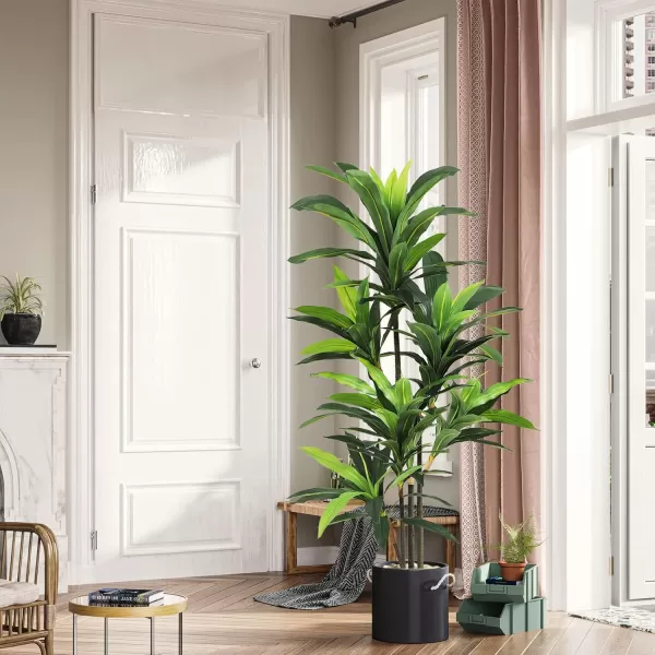 VIAGDO Dracaena Silk Plant Artificial 5ft Faux House Plants Evergreen Dracaena Marginata Fake Yucca Palm Trees in Pot Realistic Dragon Tree for Living Room Home Office Decor Indoor OutdoorGreen