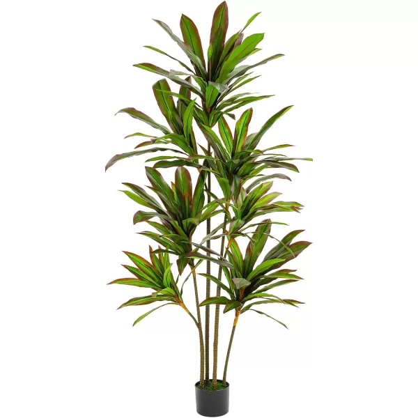VIAGDO Dracaena Silk Plant Artificial 5ft Faux House Plants Evergreen Dracaena Marginata Fake Yucca Palm Trees in Pot Realistic Dragon Tree for Living Room Home Office Decor Indoor OutdoorRed