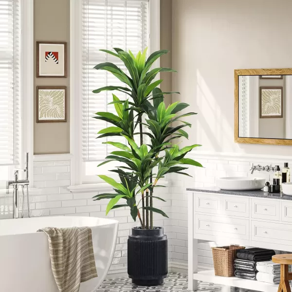 VIAGDO Dracaena Silk Plant Artificial 5ft Faux House Plants Evergreen Dracaena Marginata Fake Yucca Palm Trees in Pot Realistic Dragon Tree for Living Room Home Office Decor Indoor OutdoorGreen
