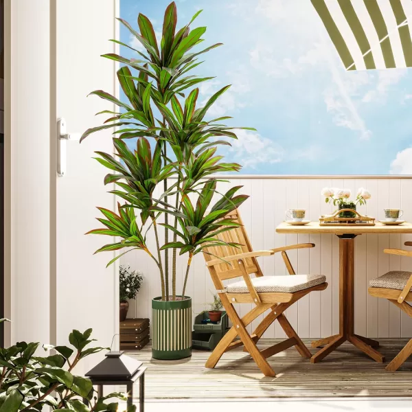 VIAGDO Dracaena Silk Plant Artificial 5ft Faux House Plants Evergreen Dracaena Marginata Fake Yucca Palm Trees in Pot Realistic Dragon Tree for Living Room Home Office Decor Indoor OutdoorRed