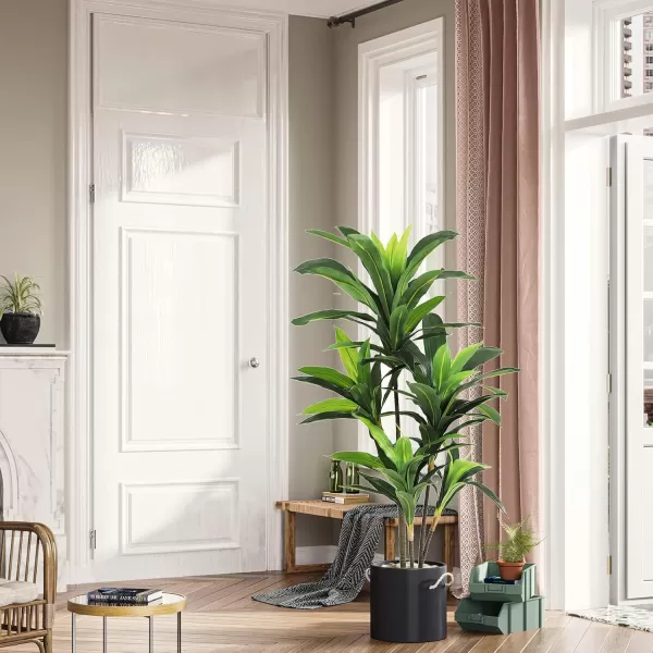 VIAGDO Dracaena Silk Plant Artificial 5ft Faux House Plants Evergreen Dracaena Marginata Fake Yucca Palm Trees in Pot Realistic Dragon Tree for Living Room Home Office Decor Indoor OutdoorGreen