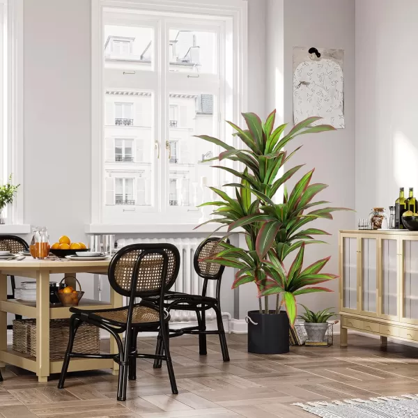 VIAGDO Dracaena Silk Plant Artificial 5ft Faux House Plants Evergreen Dracaena Marginata Fake Yucca Palm Trees in Pot Realistic Dragon Tree for Living Room Home Office Decor Indoor OutdoorRed