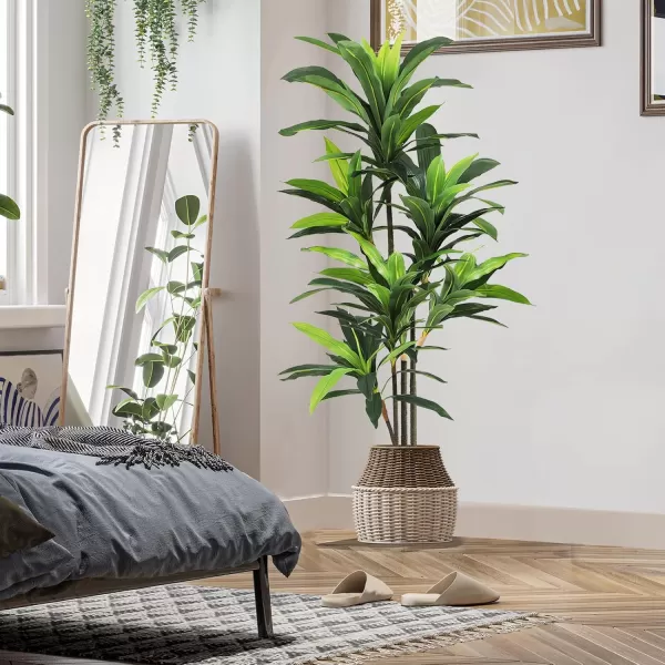 VIAGDO Dracaena Silk Plant Artificial 5ft Faux House Plants Evergreen Dracaena Marginata Fake Yucca Palm Trees in Pot Realistic Dragon Tree for Living Room Home Office Decor Indoor OutdoorGreen