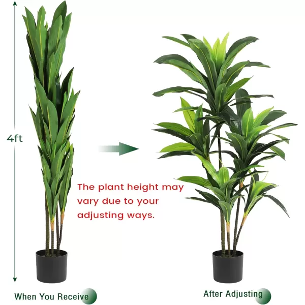 VIAGDO Dracaena Silk Plant Artificial 5ft Faux House Plants Evergreen Dracaena Marginata Fake Yucca Palm Trees in Pot Realistic Dragon Tree for Living Room Home Office Decor Indoor OutdoorGreen