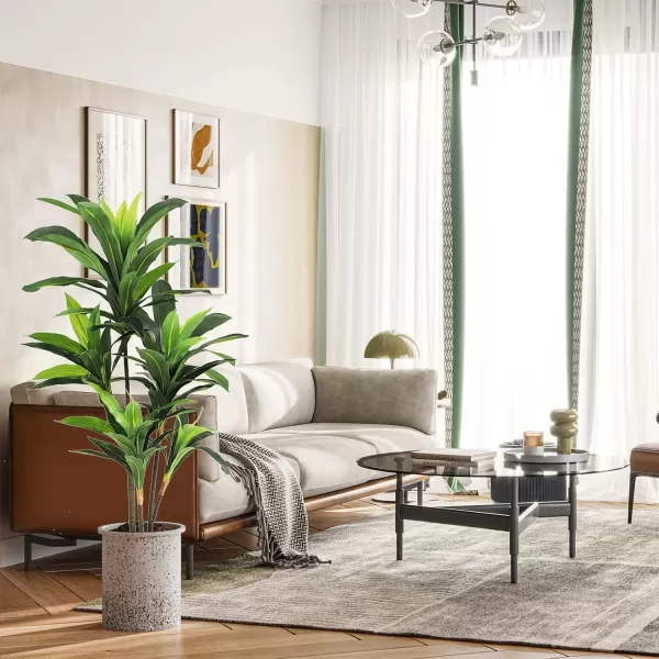 VIAGDO Dracaena Silk Plant Artificial 5ft Faux House Plants Evergreen Dracaena Marginata Fake Yucca Palm Trees in Pot Realistic Dragon Tree for Living Room Home Office Decor Indoor OutdoorGreen