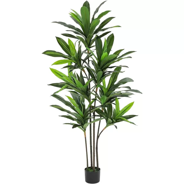 VIAGDO Dracaena Silk Plant Artificial 5ft Faux House Plants Evergreen Dracaena Marginata Fake Yucca Palm Trees in Pot Realistic Dragon Tree for Living Room Home Office Decor Indoor OutdoorGreen