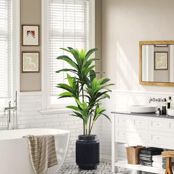 VIAGDO Dracaena Silk Plant Artificial 5ft Faux House Plants Evergreen Dracaena Marginata Fake Yucca Palm Trees in Pot Realistic Dragon Tree for Living Room Home Office Decor Indoor OutdoorGreen