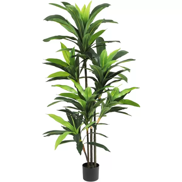 VIAGDO Dracaena Silk Plant Artificial 5ft Faux House Plants Evergreen Dracaena Marginata Fake Yucca Palm Trees in Pot Realistic Dragon Tree for Living Room Home Office Decor Indoor OutdoorGreen