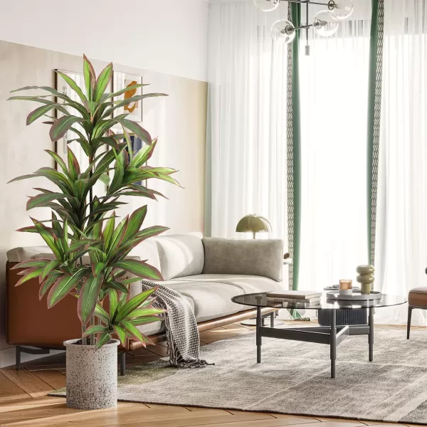 VIAGDO Dracaena Silk Plant Artificial 5ft Faux House Plants Evergreen Dracaena Marginata Fake Yucca Palm Trees in Pot Realistic Dragon Tree for Living Room Home Office Decor Indoor OutdoorRed