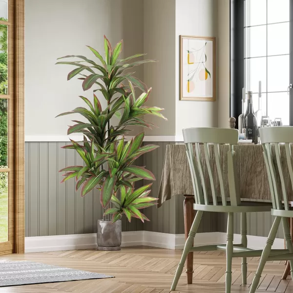 VIAGDO Dracaena Silk Plant Artificial 5ft Faux House Plants Evergreen Dracaena Marginata Fake Yucca Palm Trees in Pot Realistic Dragon Tree for Living Room Home Office Decor Indoor OutdoorRed
