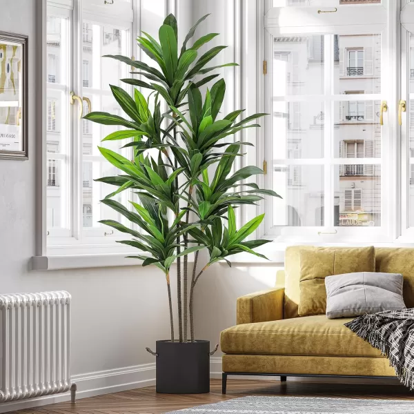 VIAGDO Dracaena Silk Plant Artificial 5ft Faux House Plants Evergreen Dracaena Marginata Fake Yucca Palm Trees in Pot Realistic Dragon Tree for Living Room Home Office Decor Indoor OutdoorGreen